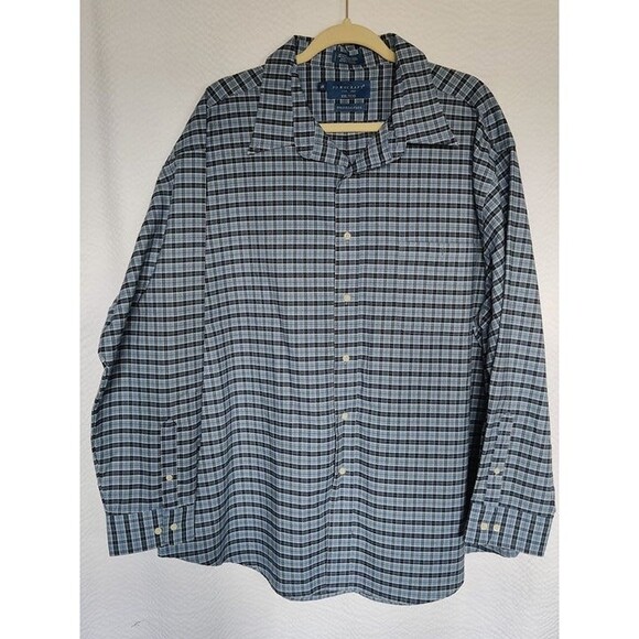 Mens Towncraft XXL/XXG Long Sleeve Shirt Blue White Blue Plaid - Picture 4 of 6